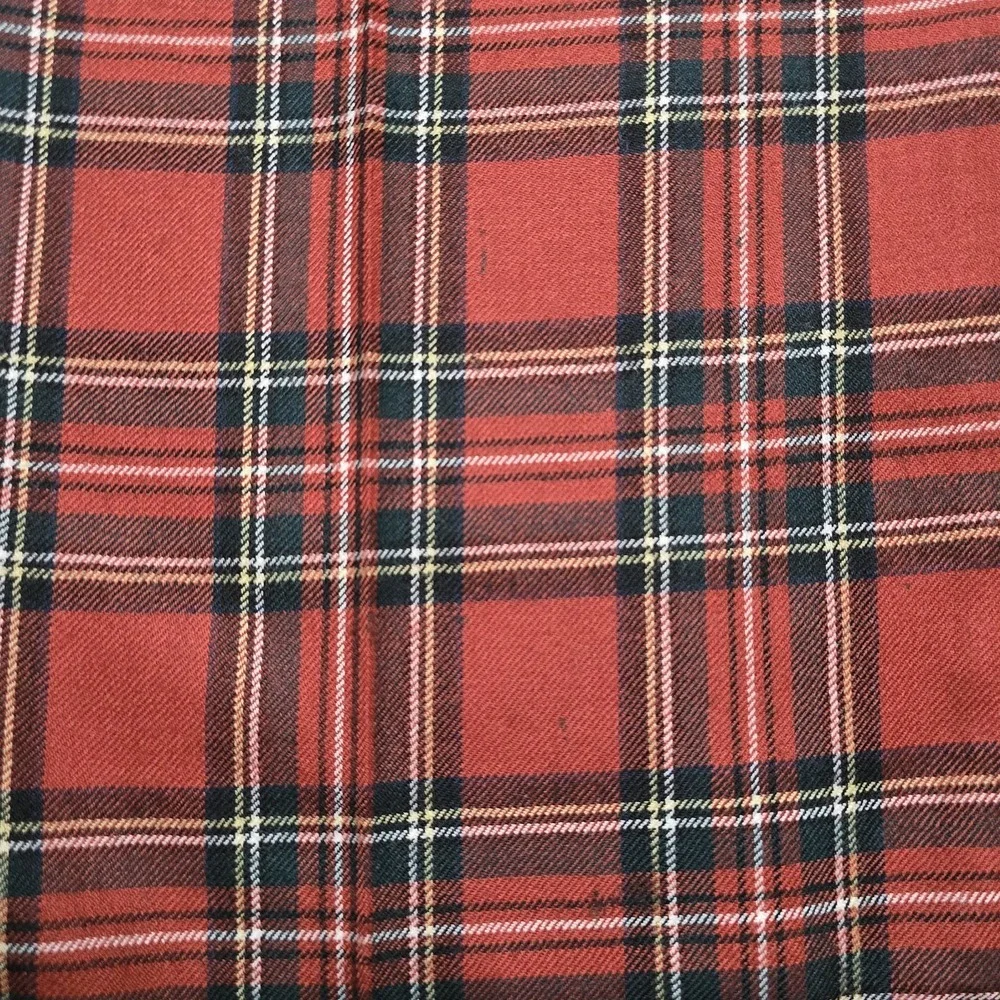 Paul Fredrick Vintage Red Tartan Plaid Wool Pants 35x32 Pleated Cuffed 80s